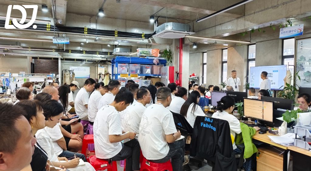 Upskilling Workforce to Boost Production Efficiency Employee training session at D&J Fashion focused on lean manufacturing and quality control